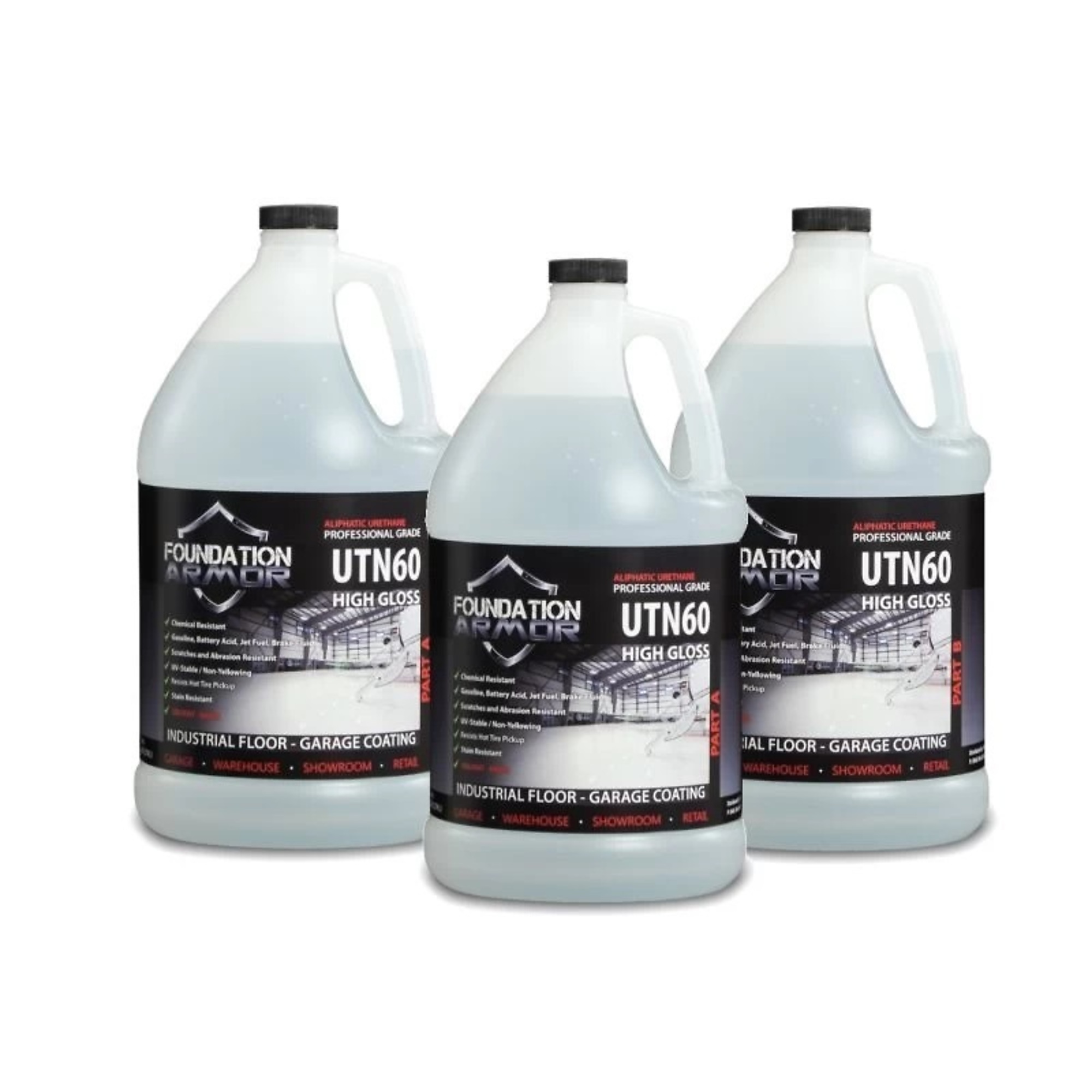 Foundation Armor, Oil and Gas Resistant Concrete Floor Coating, Container Size 3 Gallon, Color Clear, Application Method Roller, Model# UTN603GAL